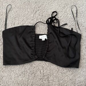 Black Ruched Crop Top